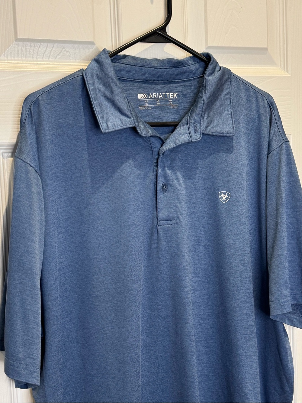 Ariat Tek Men's XL Charger 2.0 Performance Polo Short Sleeve Blue Golf - Picture 4 of 10